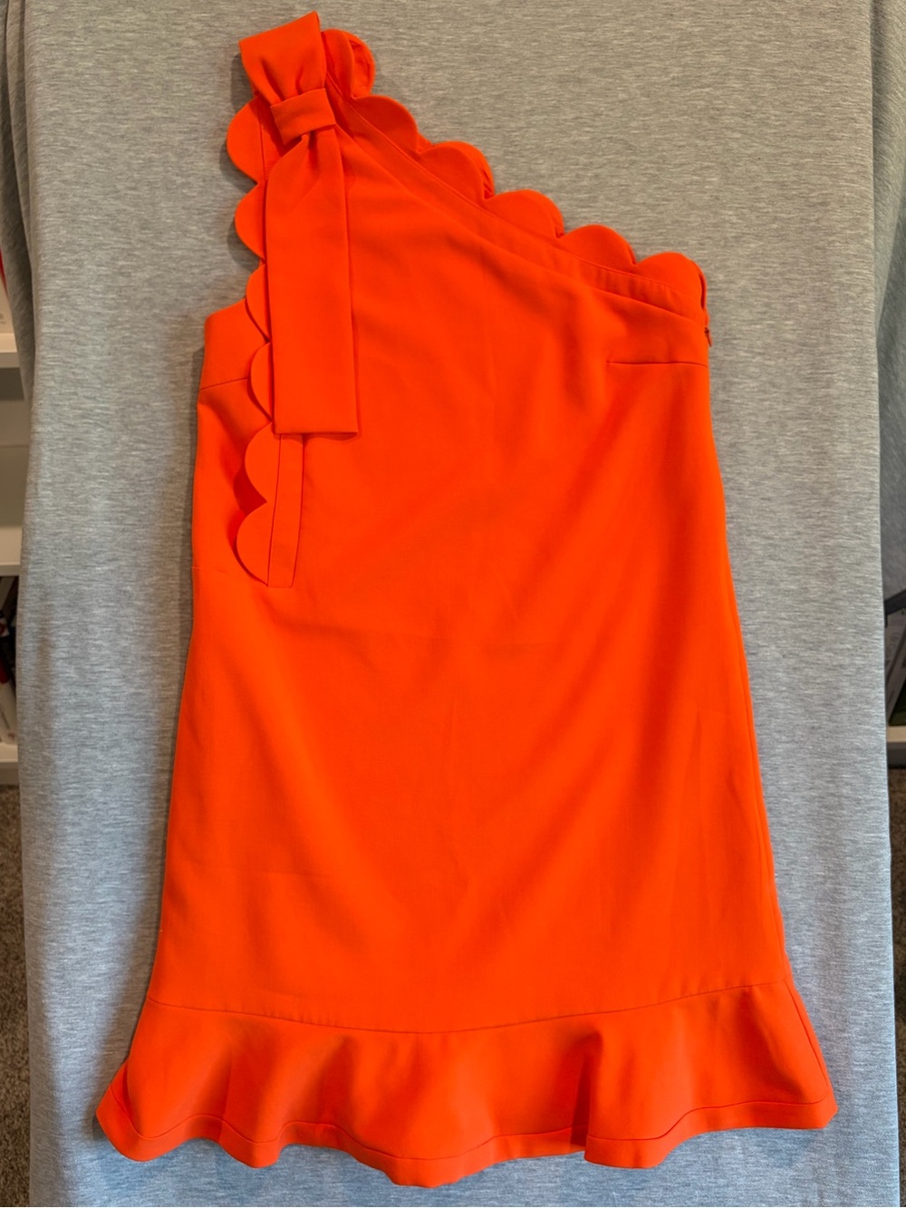 Victoria Beckham for Target Orange One Shoulder Scalloped Ruffle Dress S